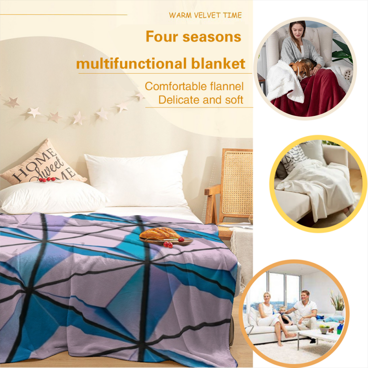 Soft Minimalist All-Season Flannel Blanket ¨C Breezy Wander Collection