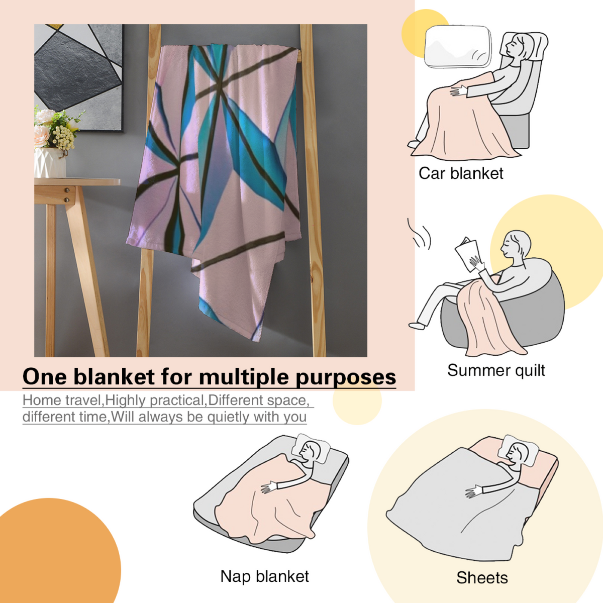 Soft Minimalist All-Season Flannel Blanket ¨C Breezy Wander Collection