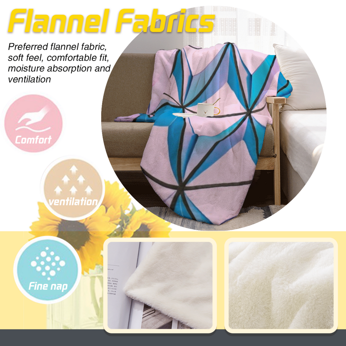 Soft Minimalist All-Season Flannel Blanket ¨C Breezy Wander Collection