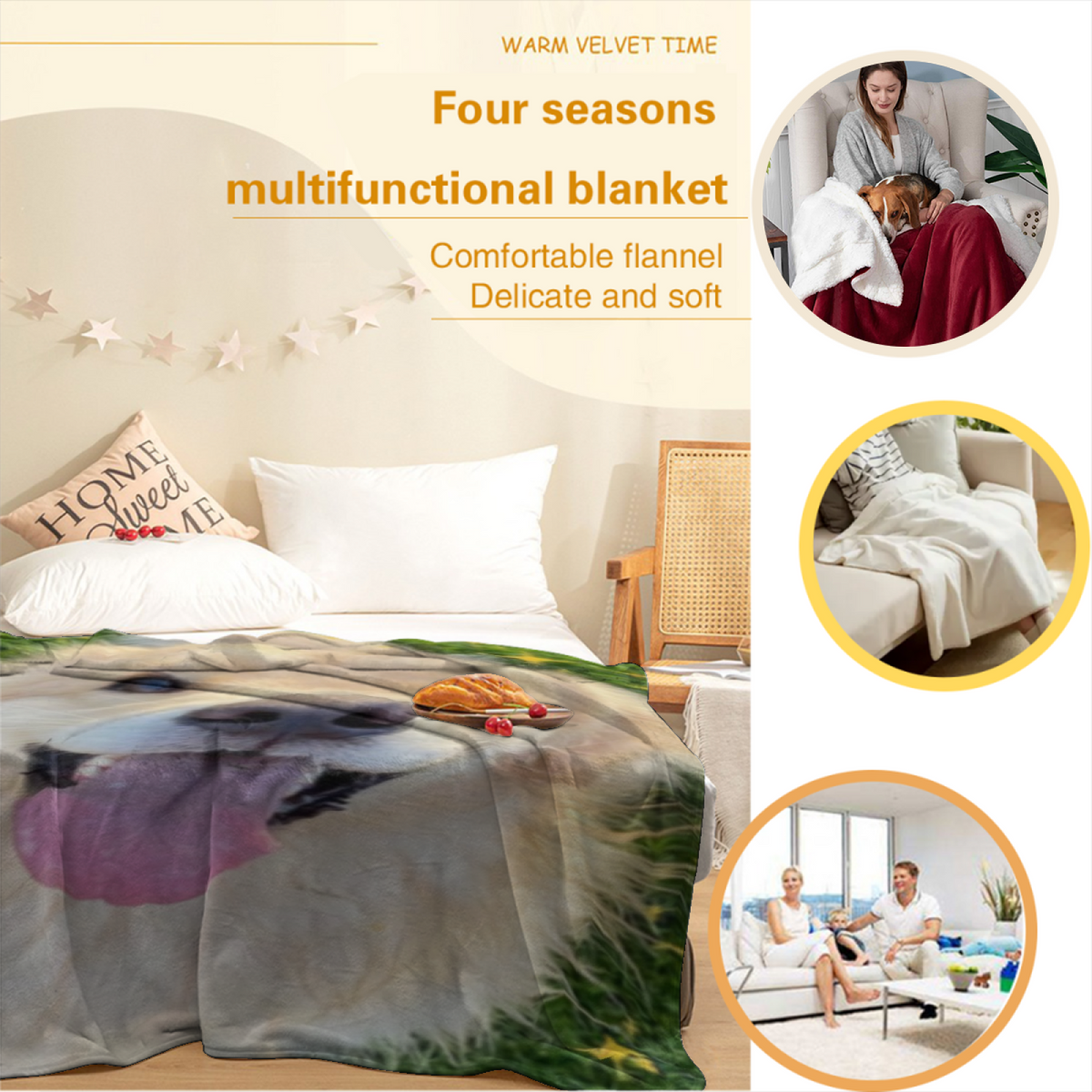 Dreamy Soft Neutral Velvet Story Decorative Flannel Blanket