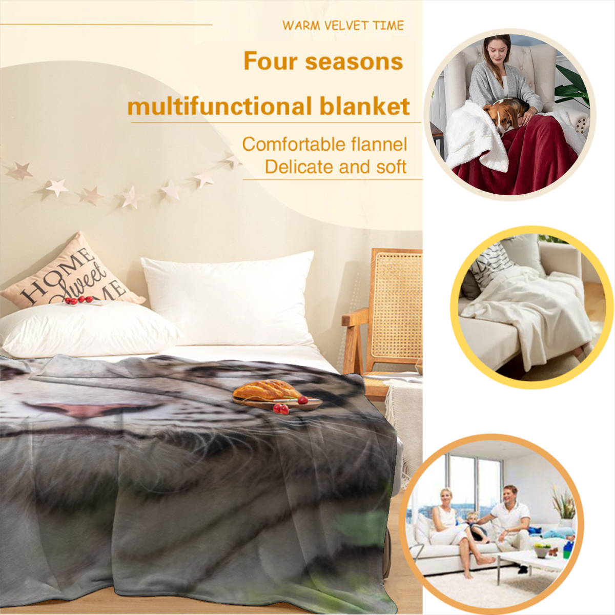 Whimsical Soft Neutral Willow Horizon All-Season Flannel Blanket