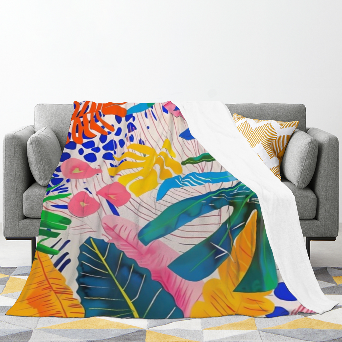 Contemporary Soft Neutral Pebble Meadow Plush Flannel Throw