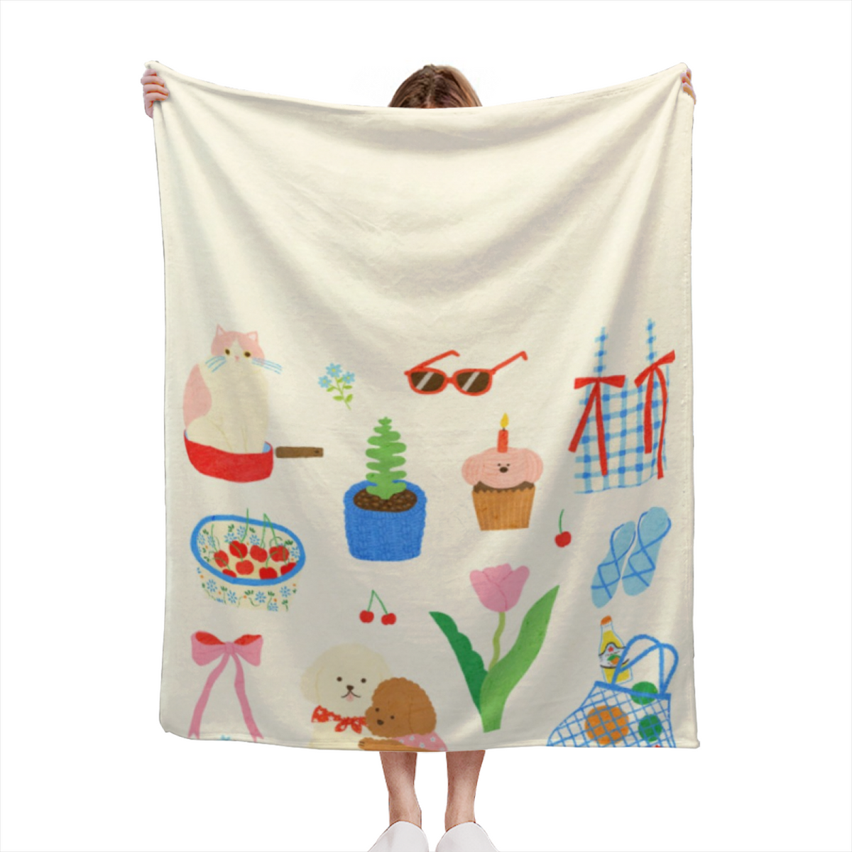 Pastel Multicolor Whimsical Decor Plush Flannel Throw ¨C Oceanic Wonder Edition