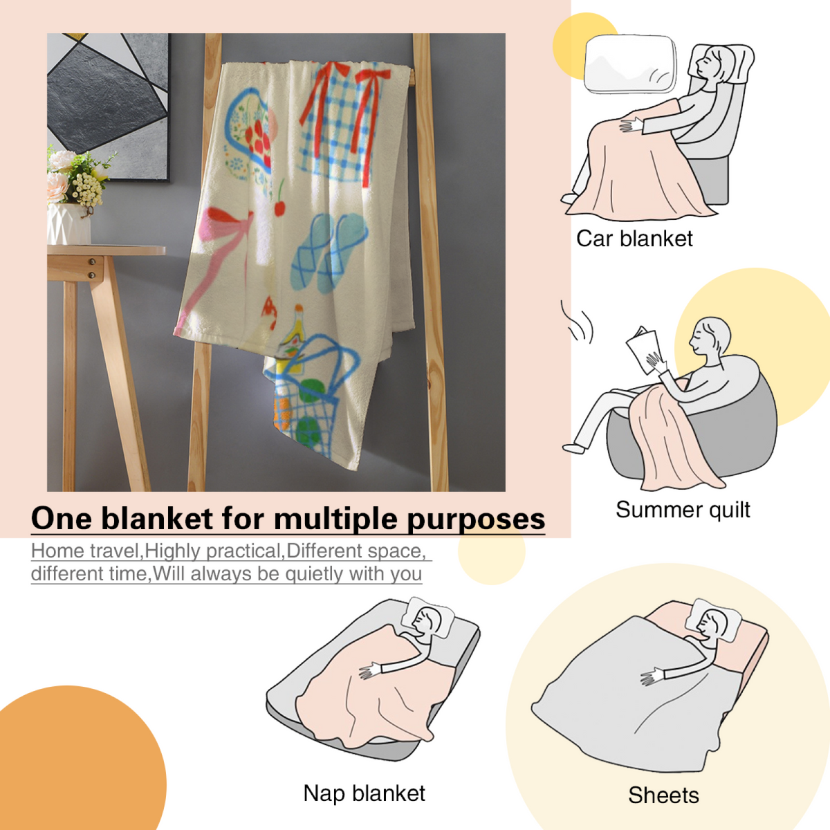 Pastel Multicolor Whimsical Decor Plush Flannel Throw ¨C Oceanic Wonder Edition