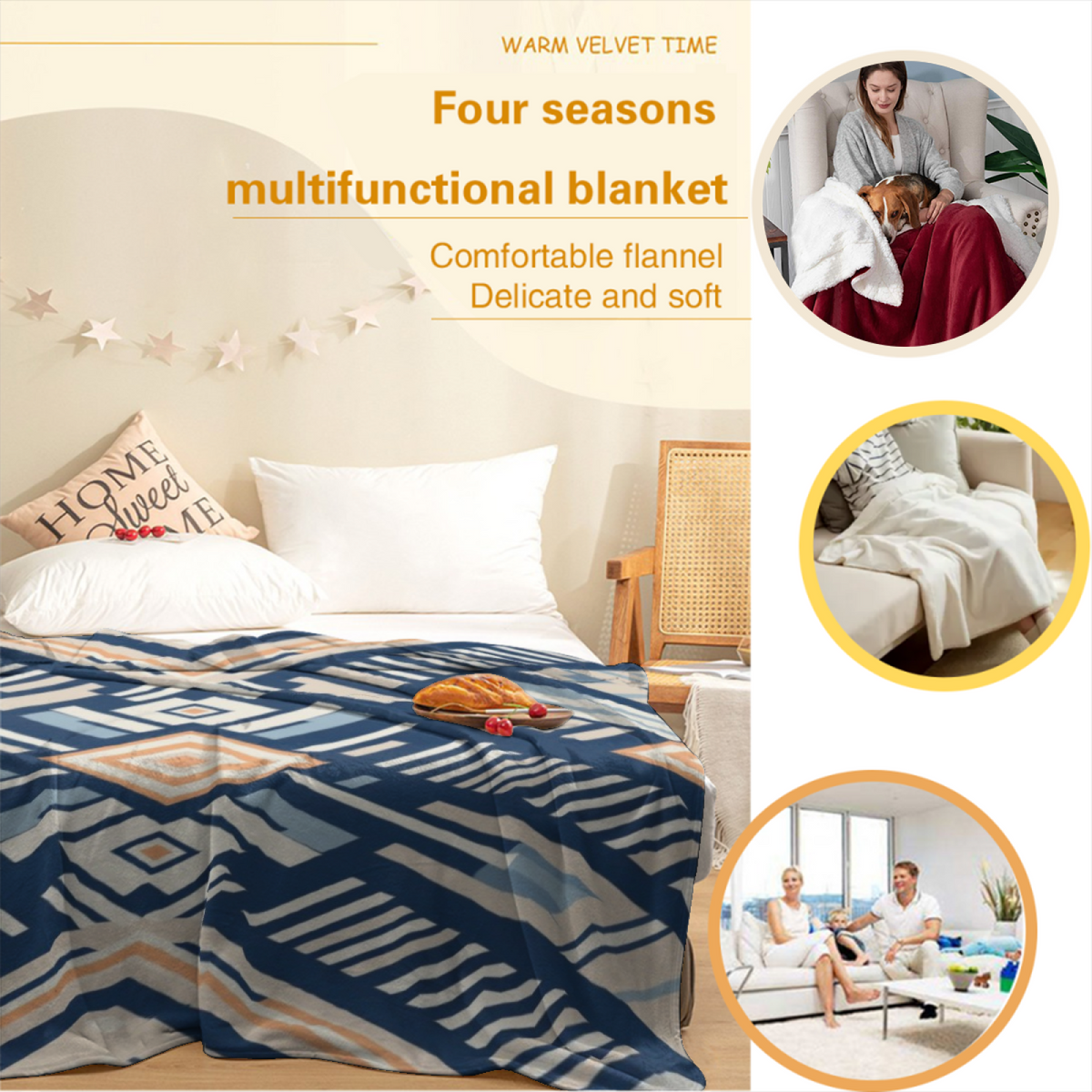 Pastel Multicolor Whimsical Decor Plush Flannel Throw ¨C Oceanic Petal Edition