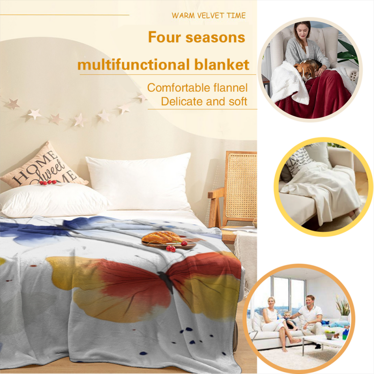 Solstice Odyssey Ivory Decorative Flannel Throw Blanket