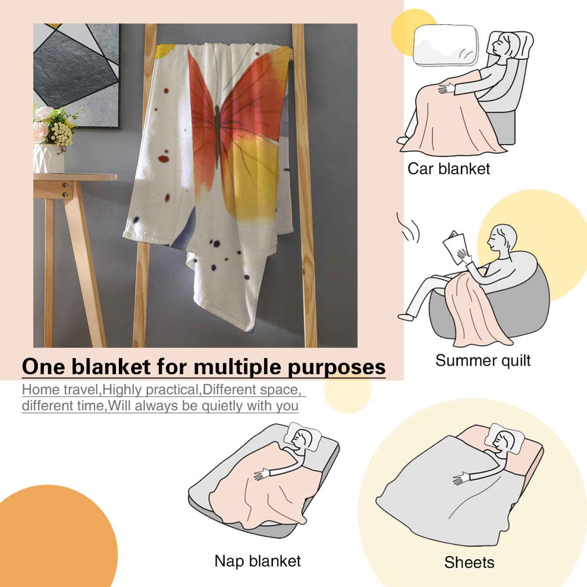 Solstice Odyssey Ivory Decorative Flannel Throw Blanket