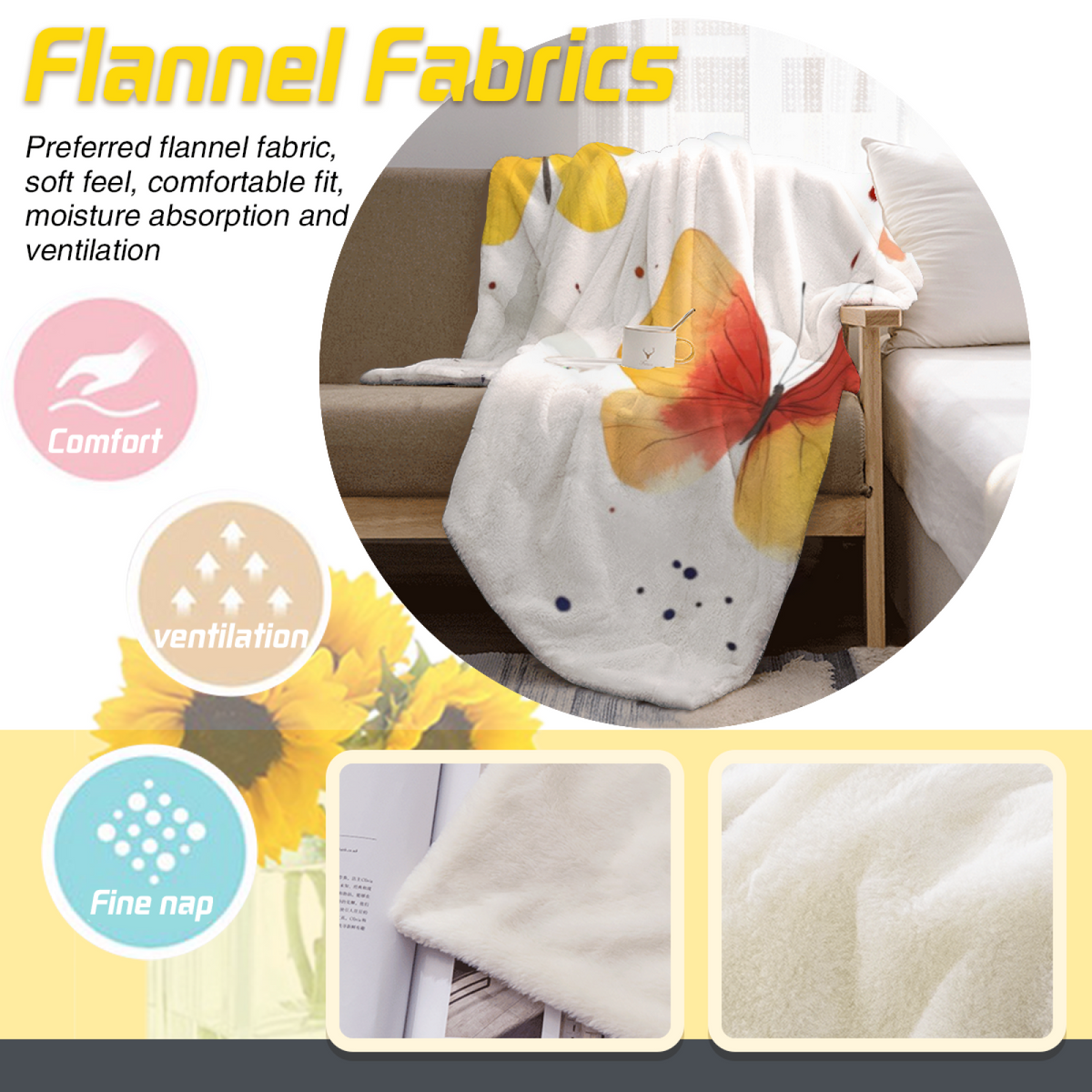 Solstice Odyssey Ivory Decorative Flannel Throw Blanket