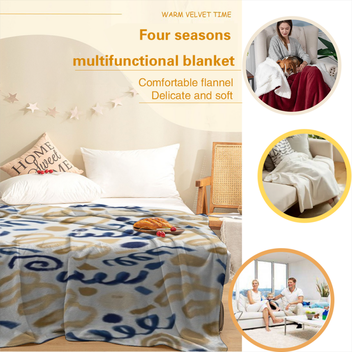 Moonbeam Spectrum Home Accent Soft Flannel Blanket ¨C Warm Coral