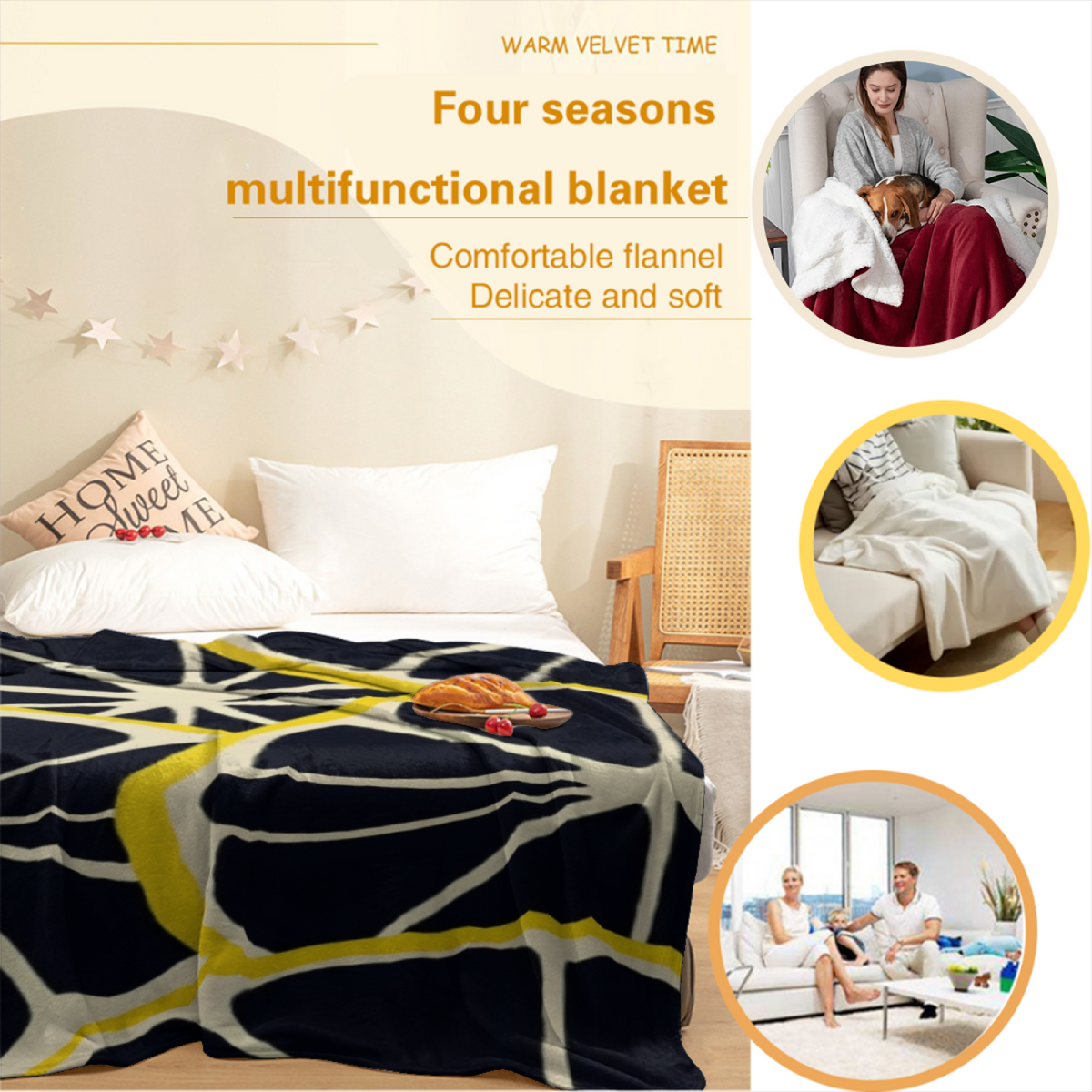Dreamy Soft Neutral Harbor Muse Lightweight Flannel Throw