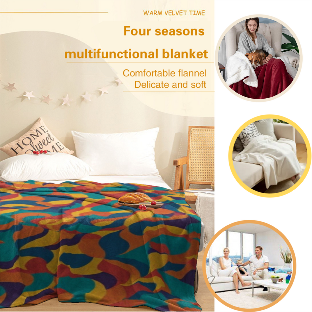 Opaline Arbor Pastel Multicolor Modern Art Decorative Flannel Blanket
