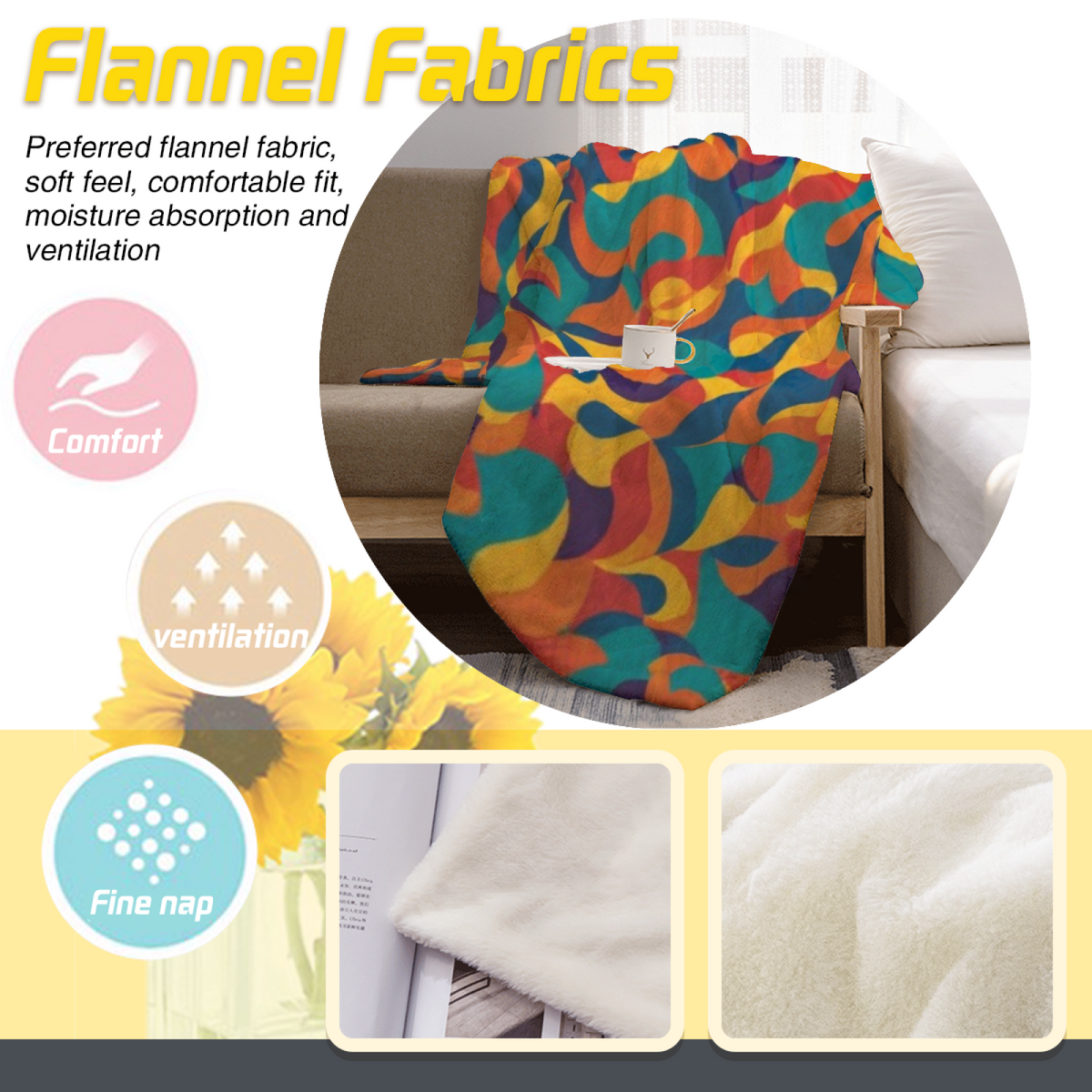 Opaline Arbor Pastel Multicolor Modern Art Decorative Flannel Blanket