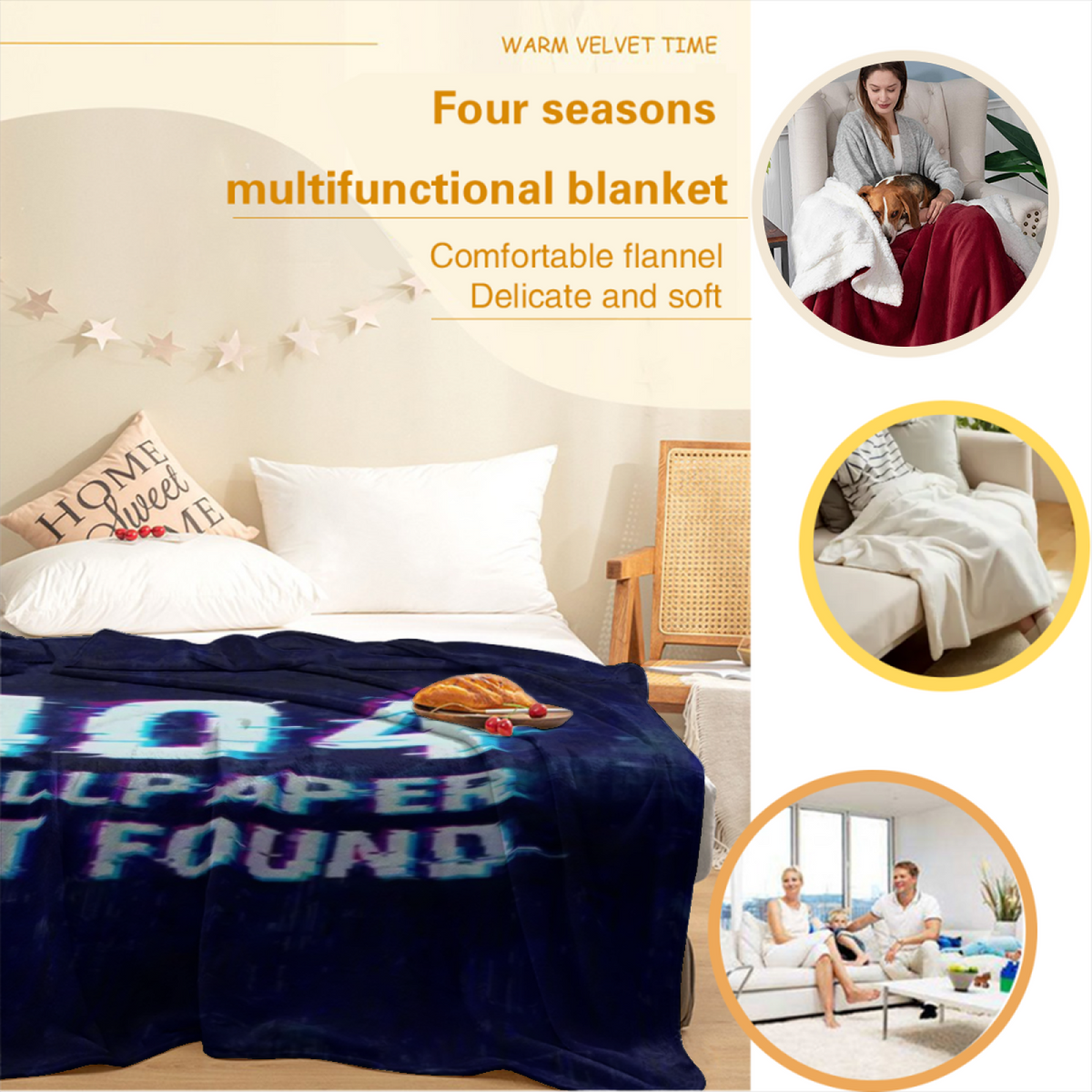 Pastel Multicolor Whimsical Decor All-Season Flannel Blanket ¨C Frosted Picnic Edition
