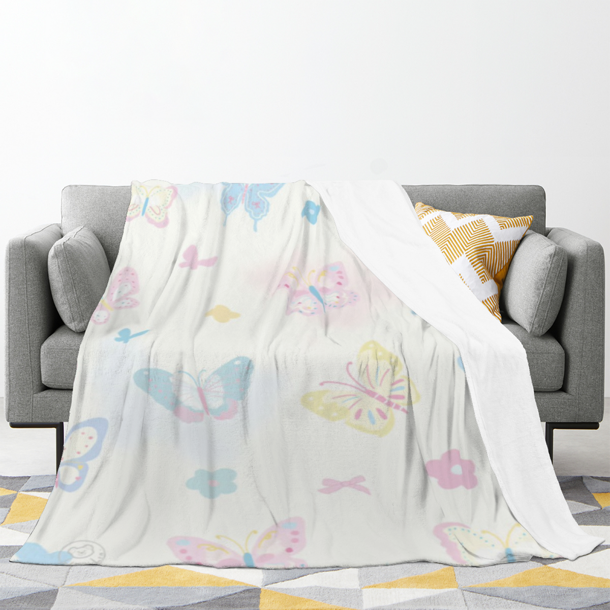 Alpine Atlas Soft Flannel Blanket in Creamy Ivory