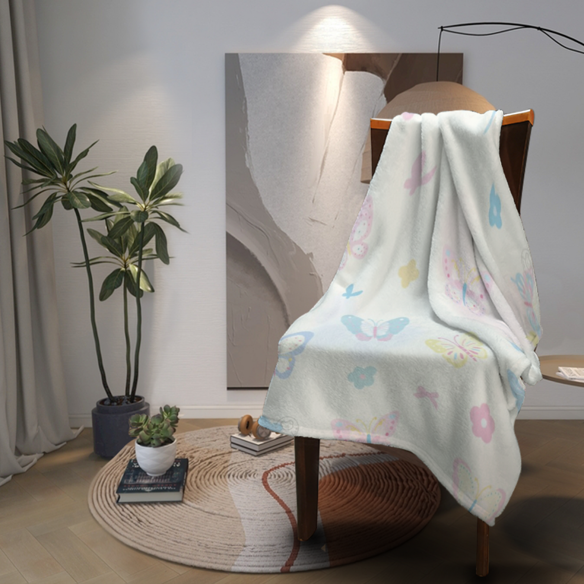 Alpine Atlas Soft Flannel Blanket in Creamy Ivory