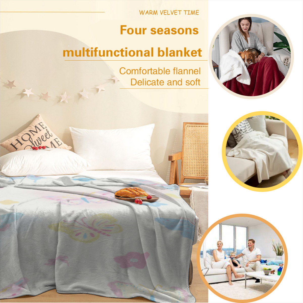 Alpine Atlas Soft Flannel Blanket in Creamy Ivory