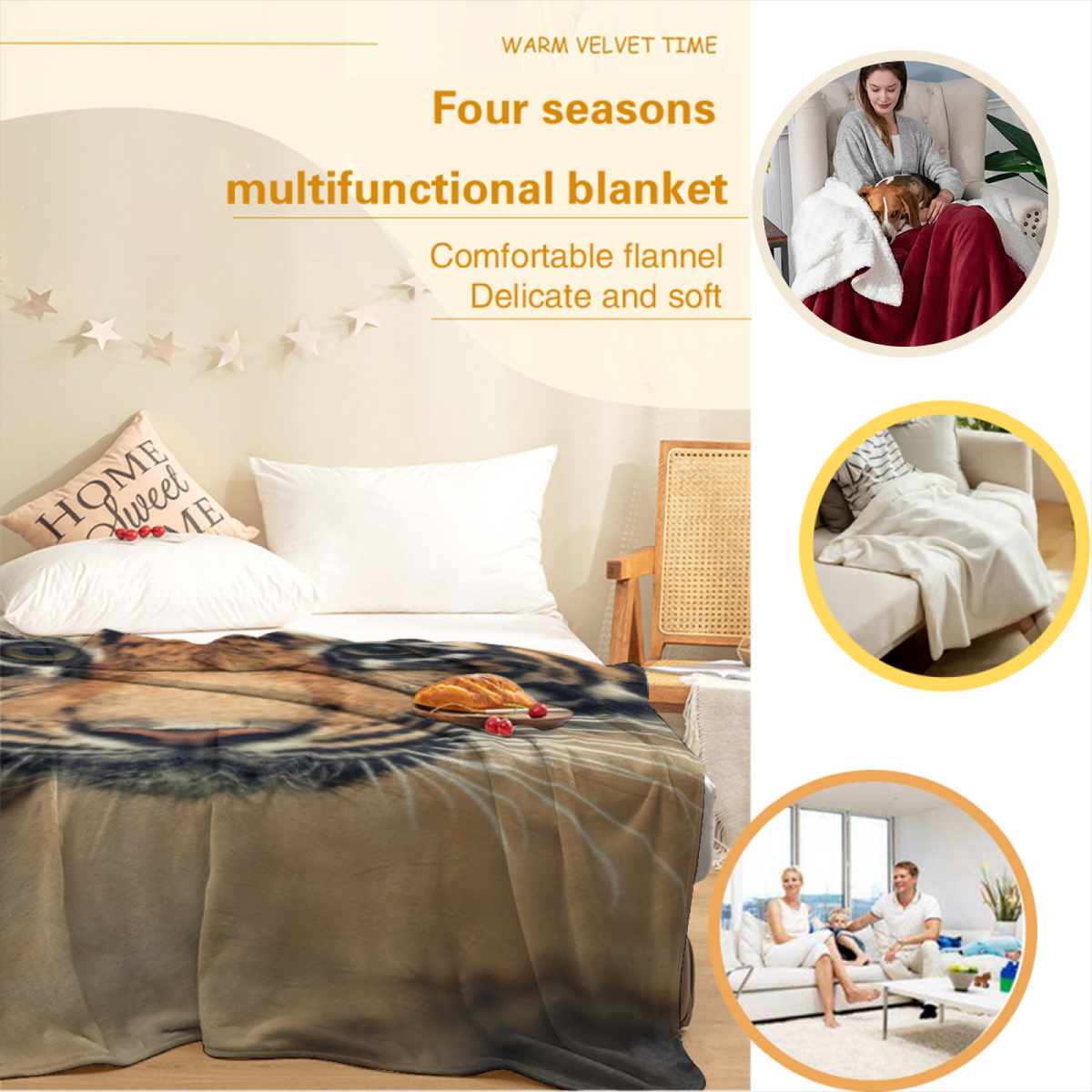 Statement Earthy Multicolor Golden Horizon Lightweight Flannel Throw