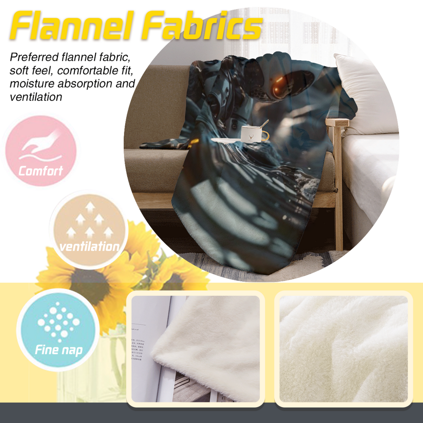 Futuristic Robot Flannel Throw Blanket ¨C Cinematic Sci-Fi Water Adventure