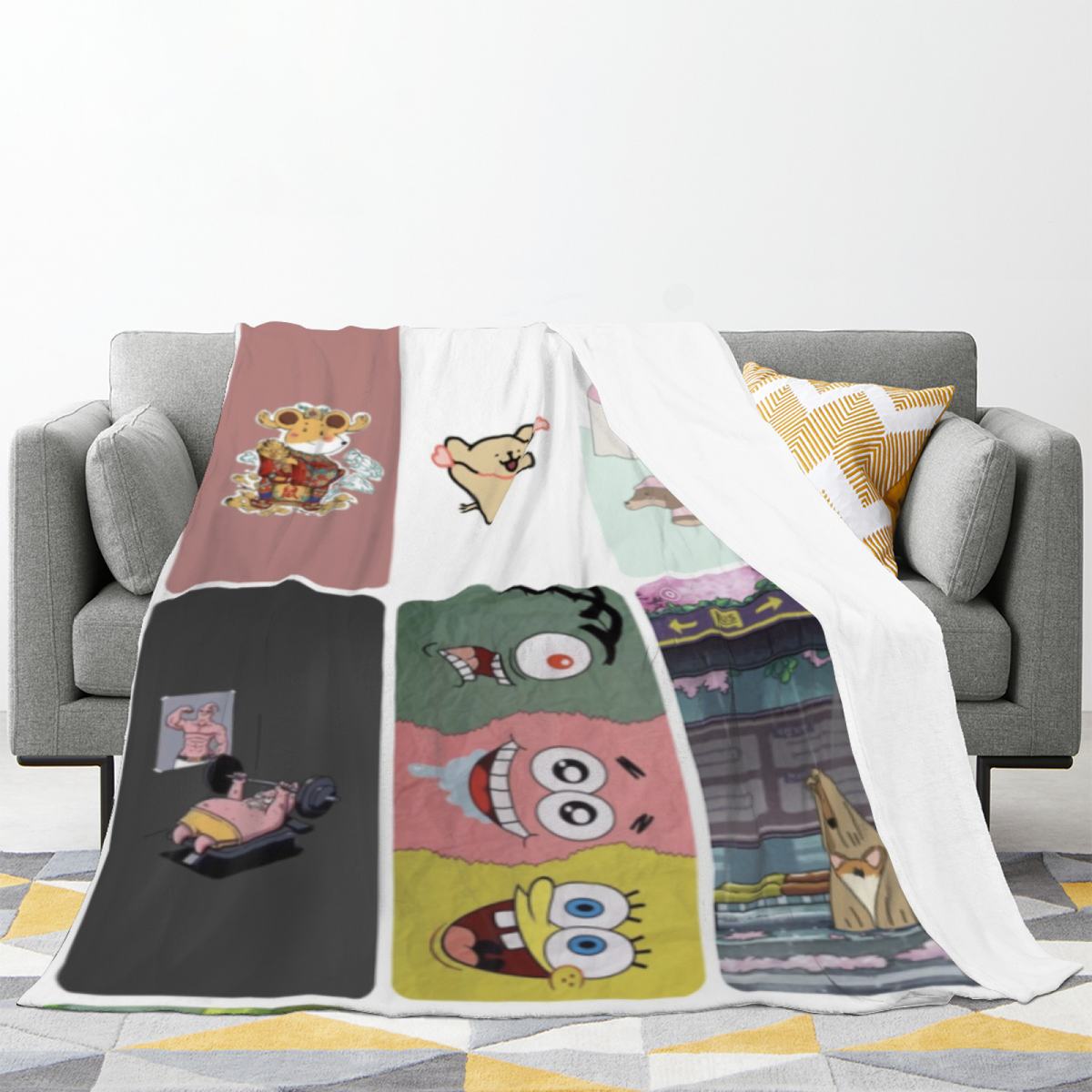 Serene Horizon Pastel Multicolor Modern Art Decorative Flannel Blanket