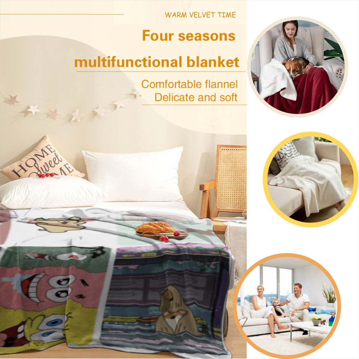 Serene Horizon Pastel Multicolor Modern Art Decorative Flannel Blanket