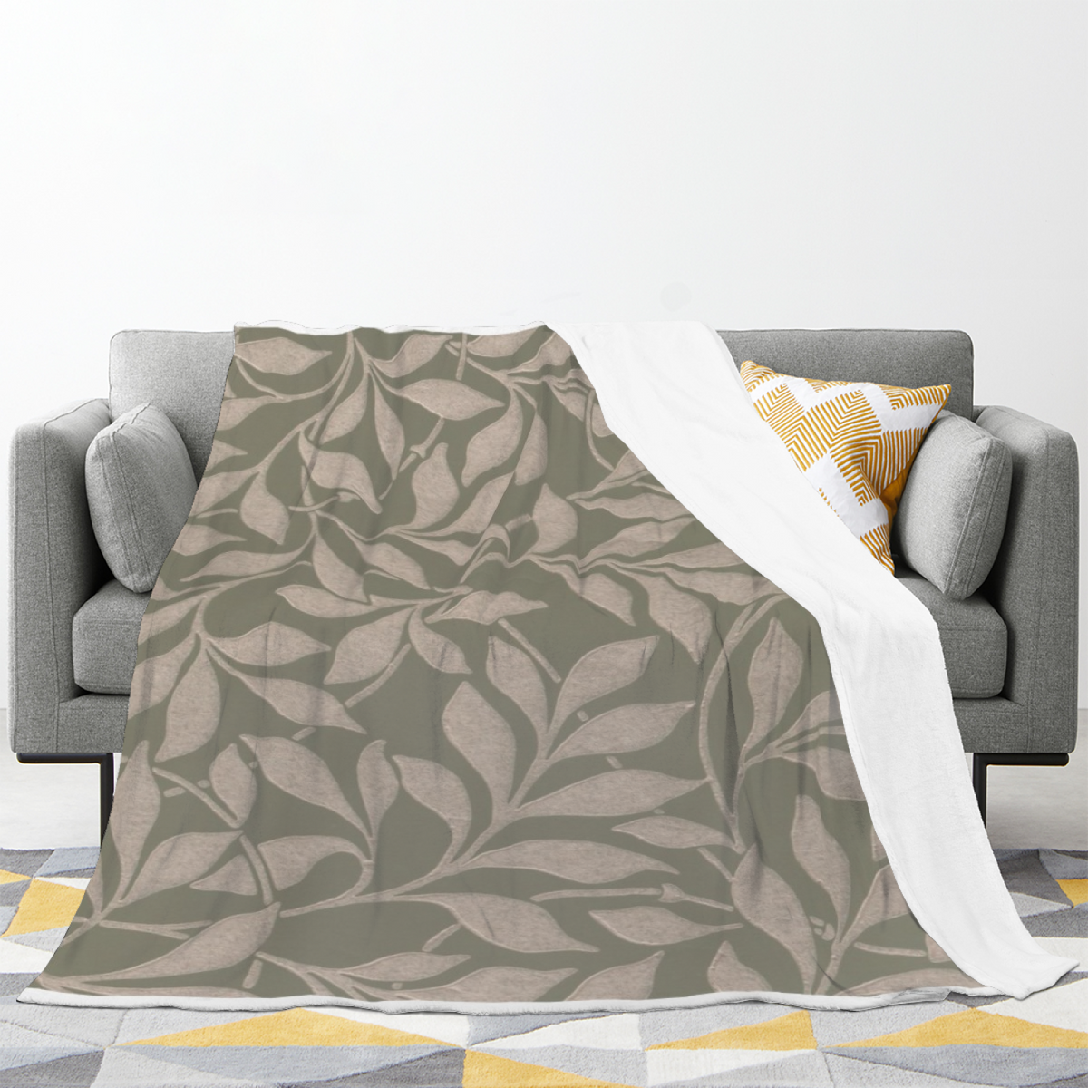 Soft Neutral Oceanic Orchard Soft Flannel Blanket ¨C Contemporary Pattern