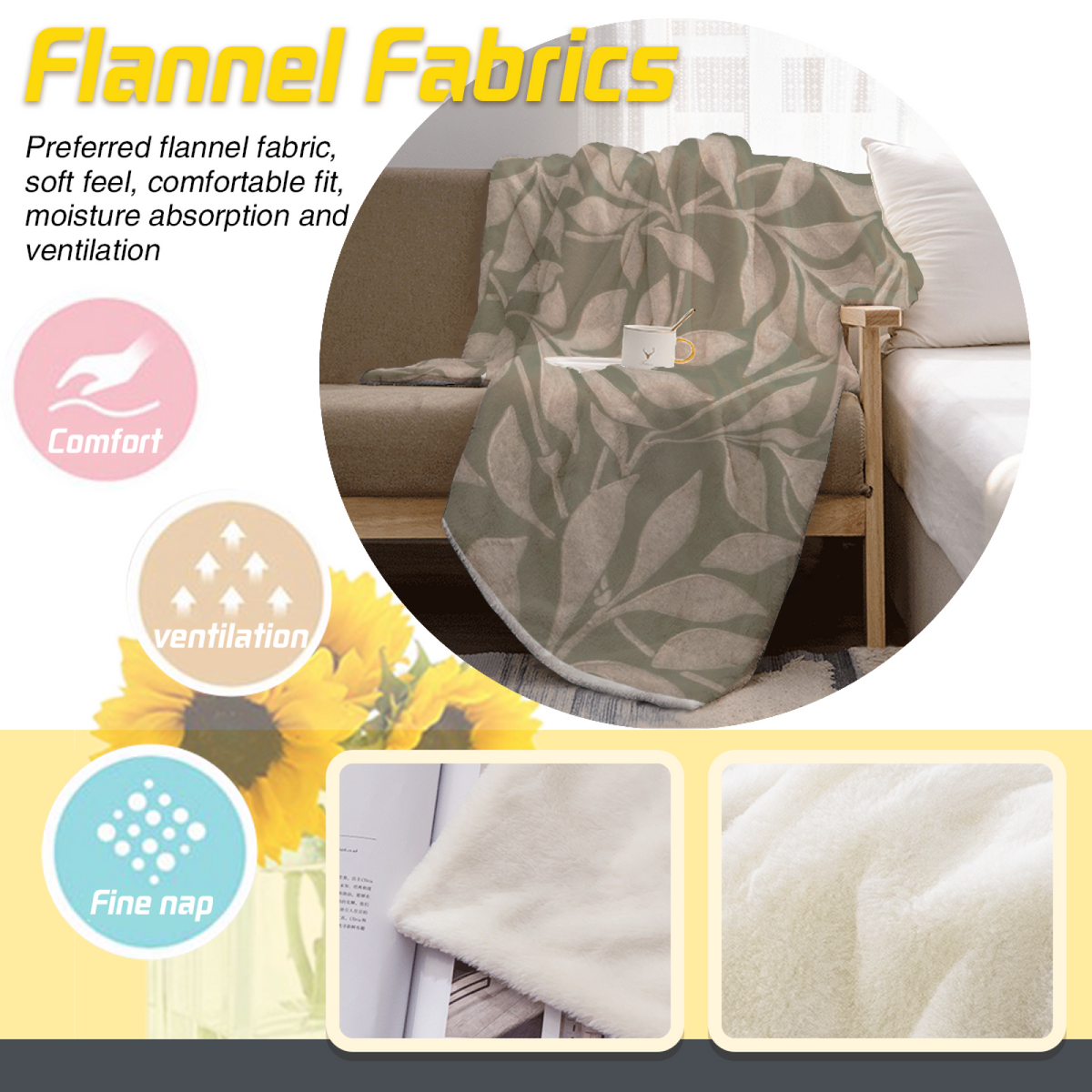 Soft Neutral Oceanic Orchard Soft Flannel Blanket ¨C Contemporary Pattern