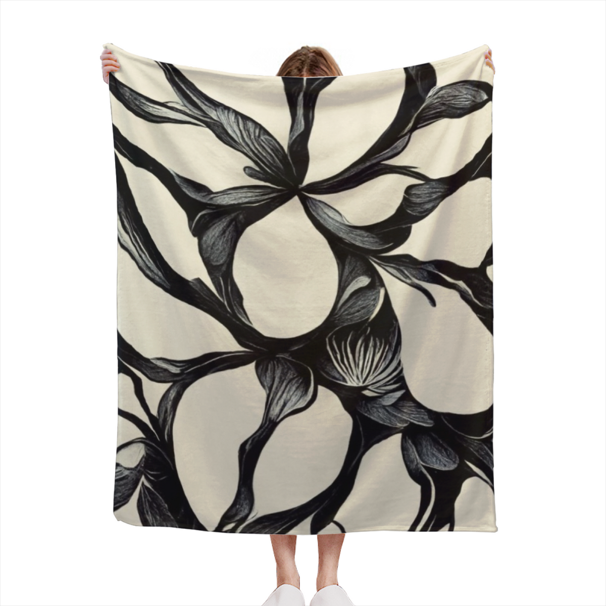 Evergreen Daydream Soft Neutral Modern Art Decorative Flannel Blanket