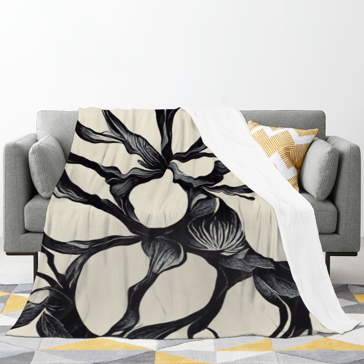 Evergreen Daydream Soft Neutral Modern Art Decorative Flannel Blanket