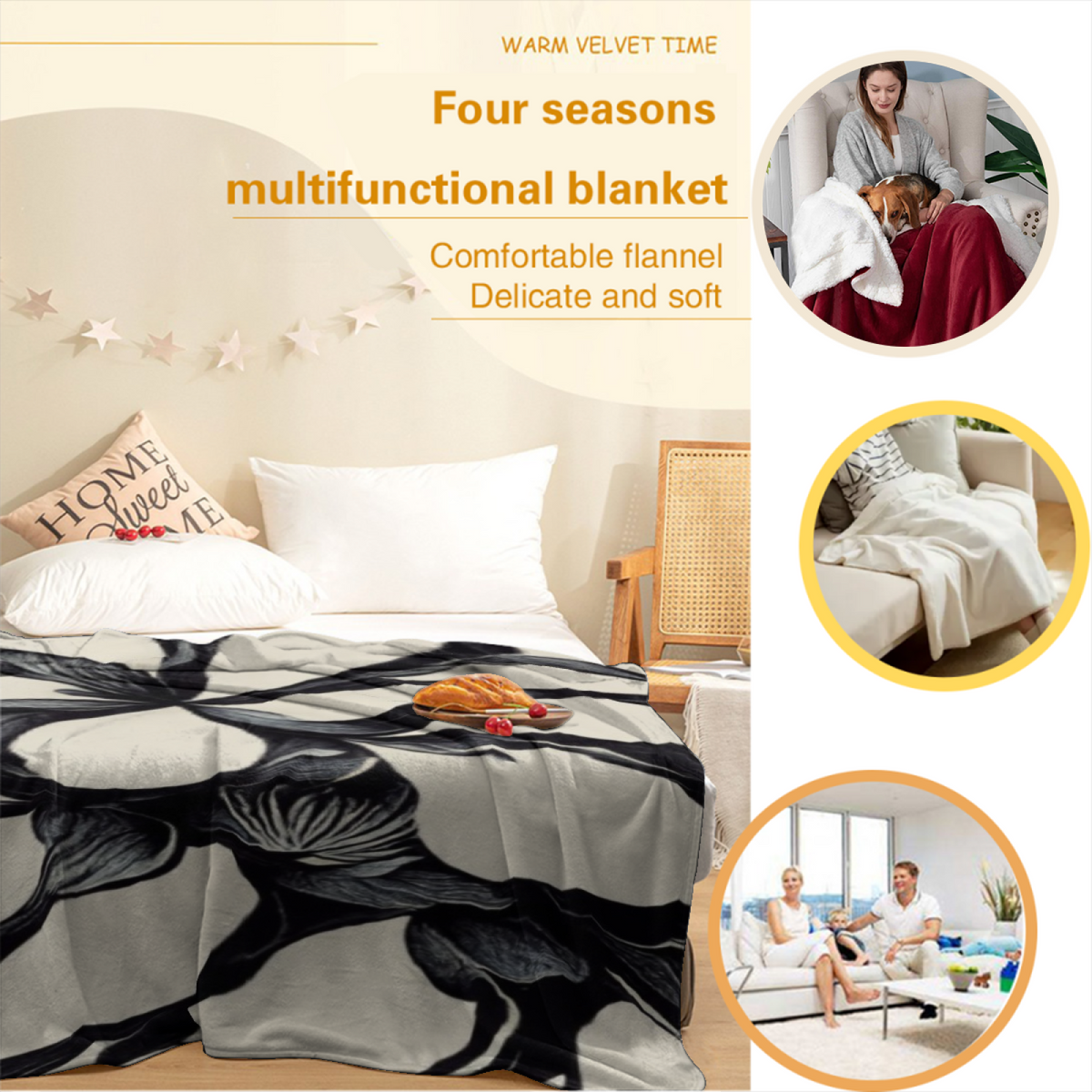 Evergreen Daydream Soft Neutral Modern Art Decorative Flannel Blanket