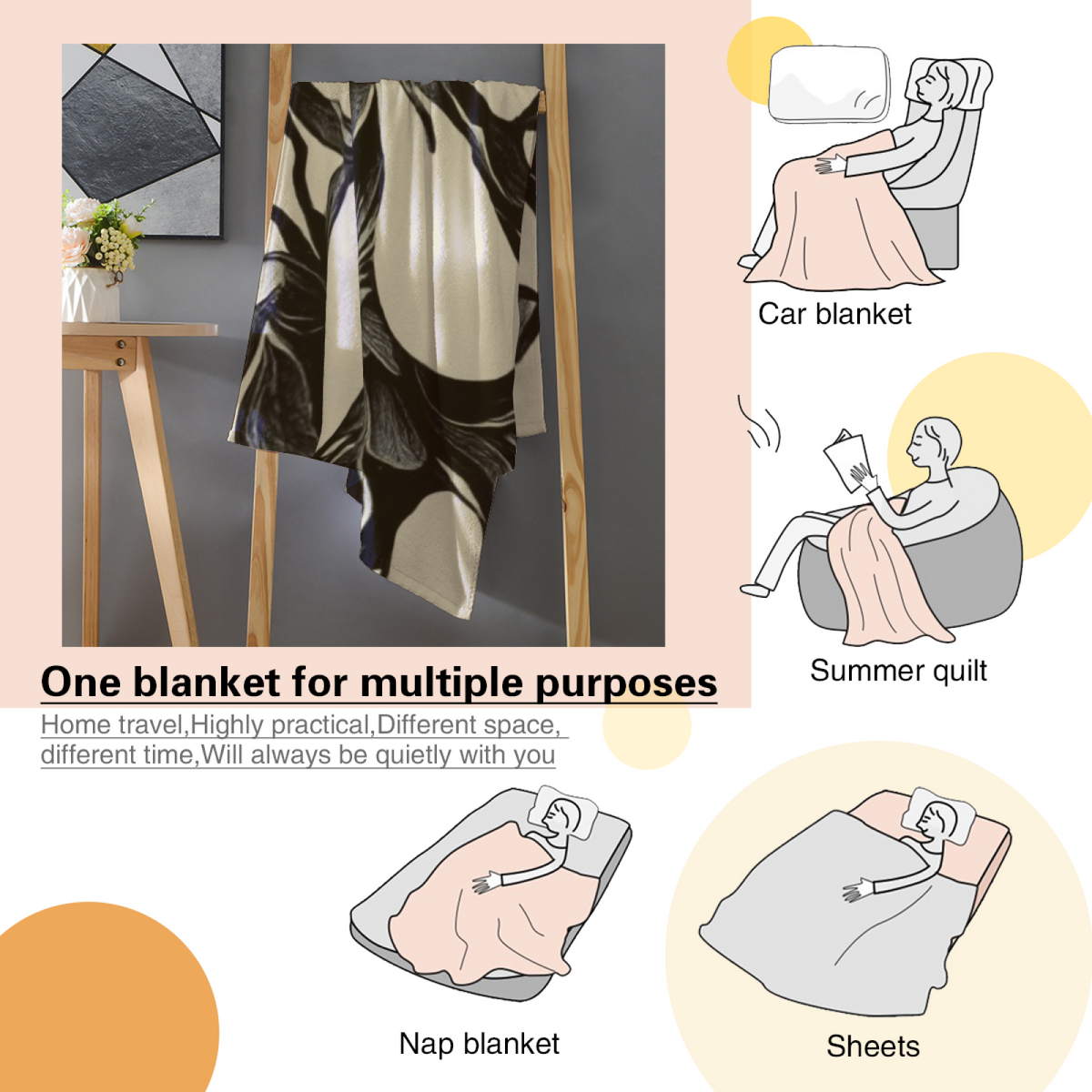 Evergreen Daydream Soft Neutral Modern Art Decorative Flannel Blanket