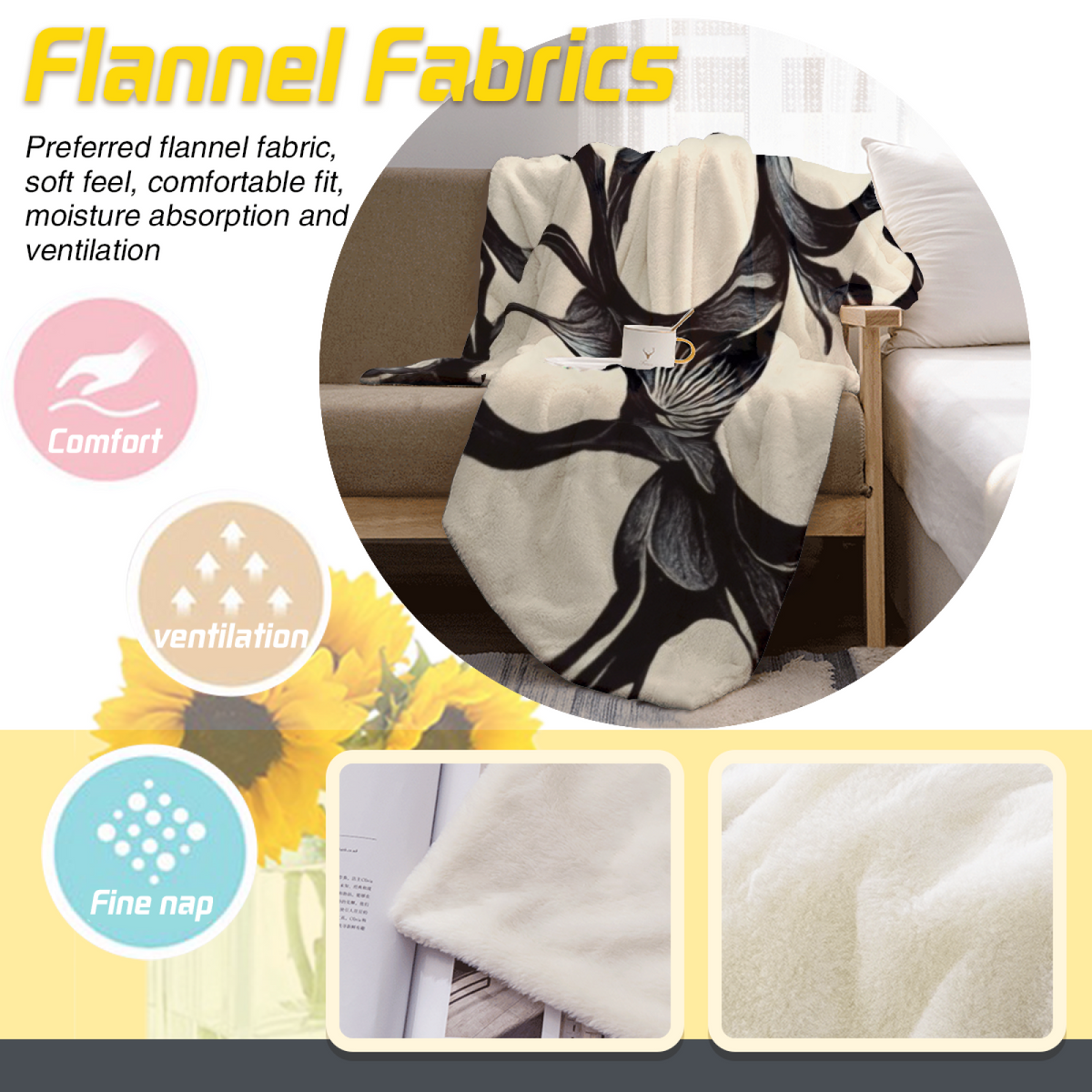 Evergreen Daydream Soft Neutral Modern Art Decorative Flannel Blanket