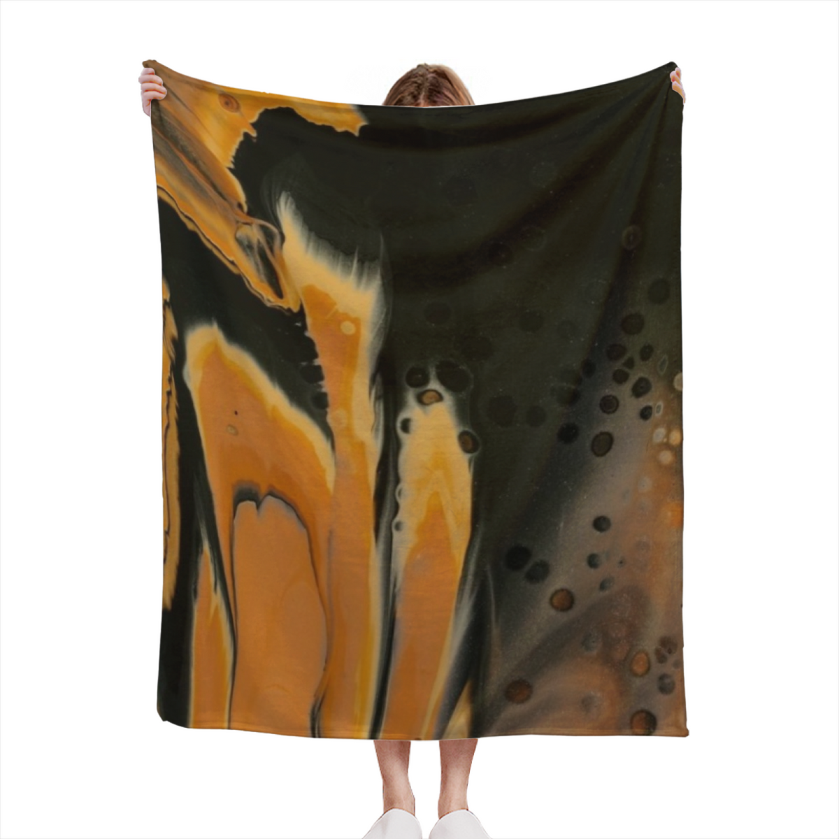 Lagoon Reverie Earthy Multicolor Art Plush Flannel Throw