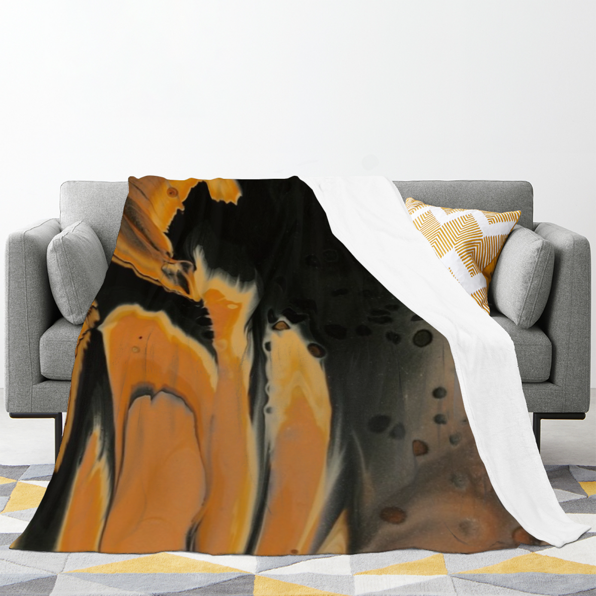 Lagoon Reverie Earthy Multicolor Art Plush Flannel Throw