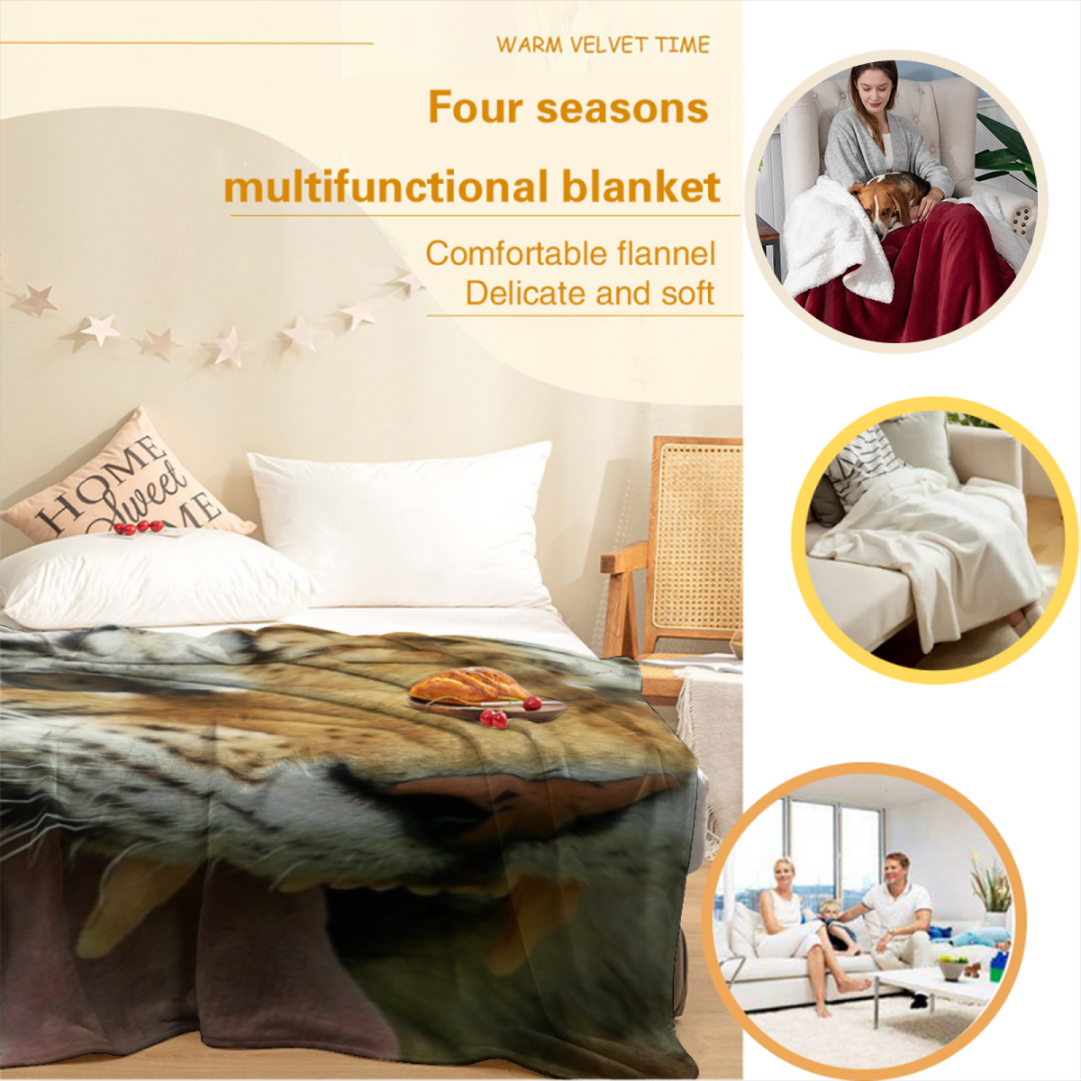 Juniper Trail Earthy Multicolor Art Cozy Flannel Bed Blanket
