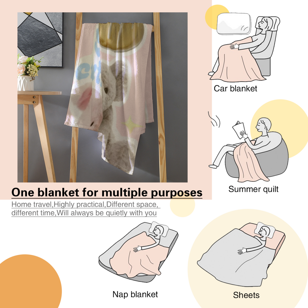Creamy Ivory Whimsical Decor All-Season Flannel Blanket ¨C Moonbeam Carnival Edition