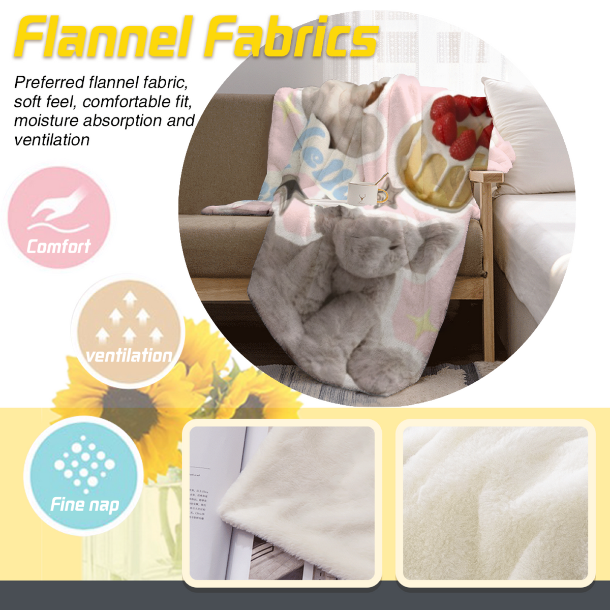 Creamy Ivory Whimsical Decor All-Season Flannel Blanket ¨C Moonbeam Carnival Edition