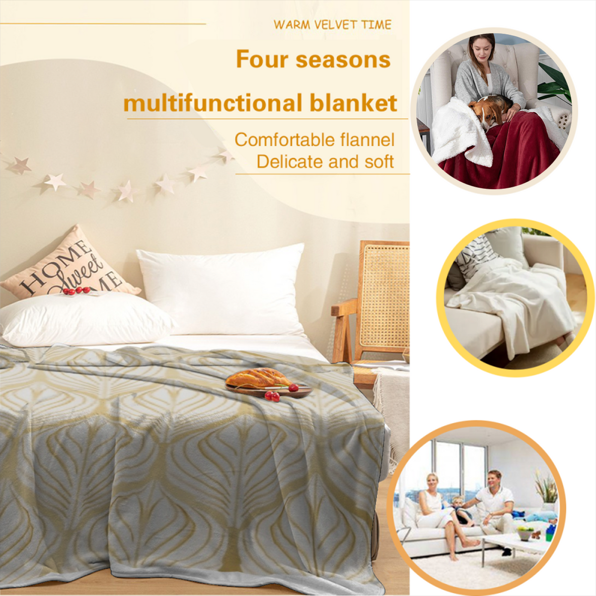 Serene Wander Pastel Multicolor Modern Art Decorative Flannel Blanket