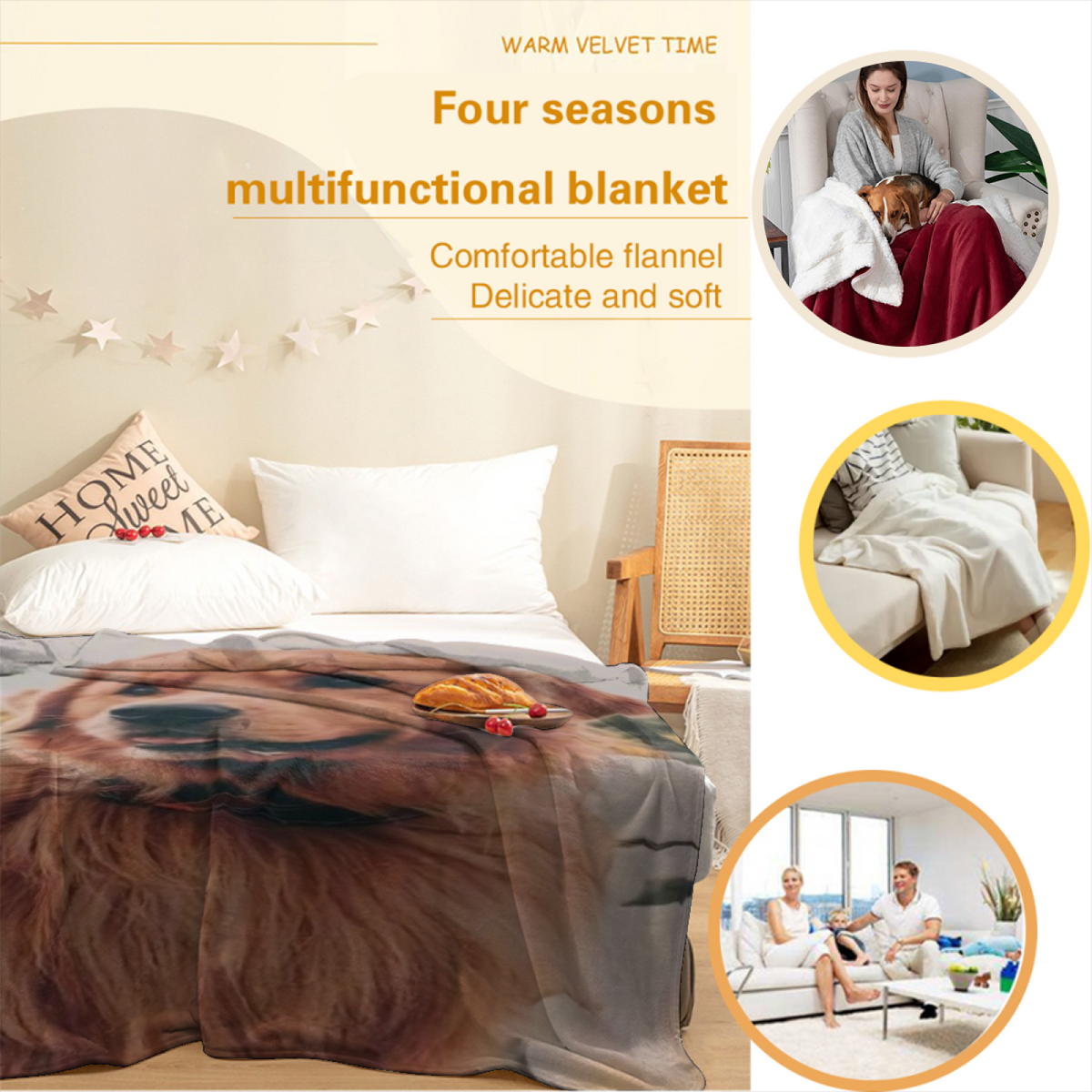 Sunwashed & Spectrum Playful Graphic All-Season Flannel Blanket