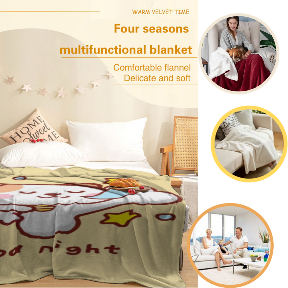 Pastel Multicolor Whimsical Decor Plush Flannel Throw ¨C Wildwood Thicket Edition