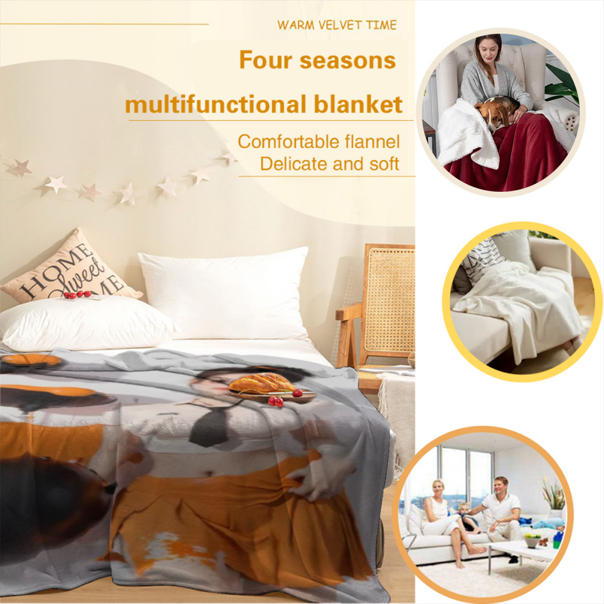 Evergreen & Tapestry Playful Graphic All-Season Flannel Blanket
