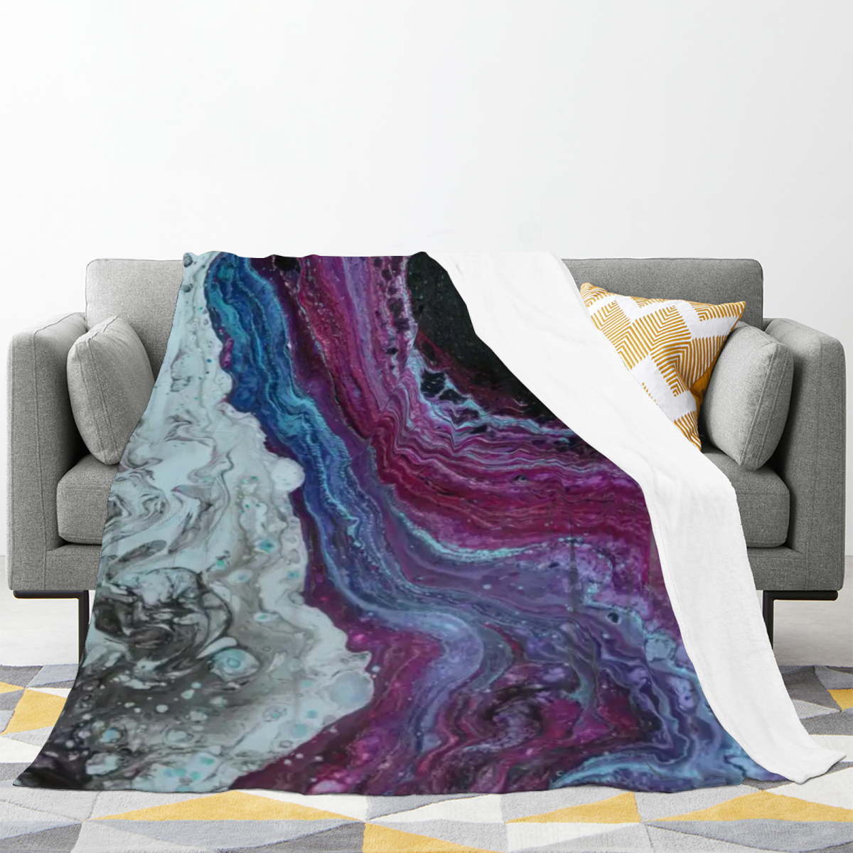Earthy Neutral Cosmic Rhapsody Lightweight Flannel Throw ¨C Contemporary Pattern