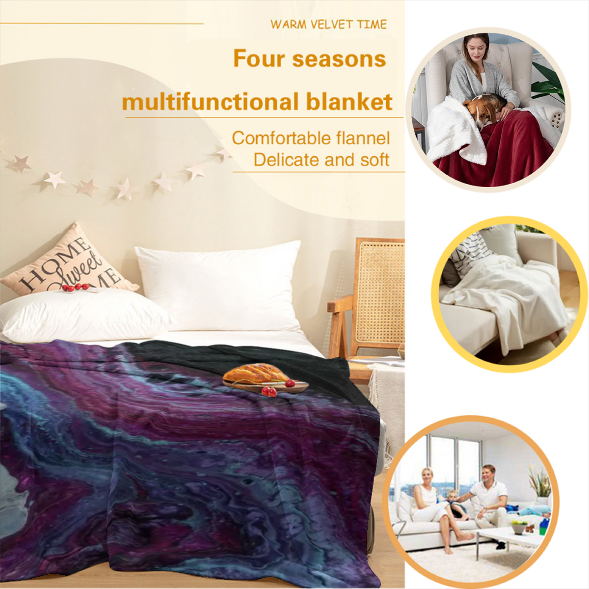 Earthy Neutral Cosmic Rhapsody Lightweight Flannel Throw ¨C Contemporary Pattern
