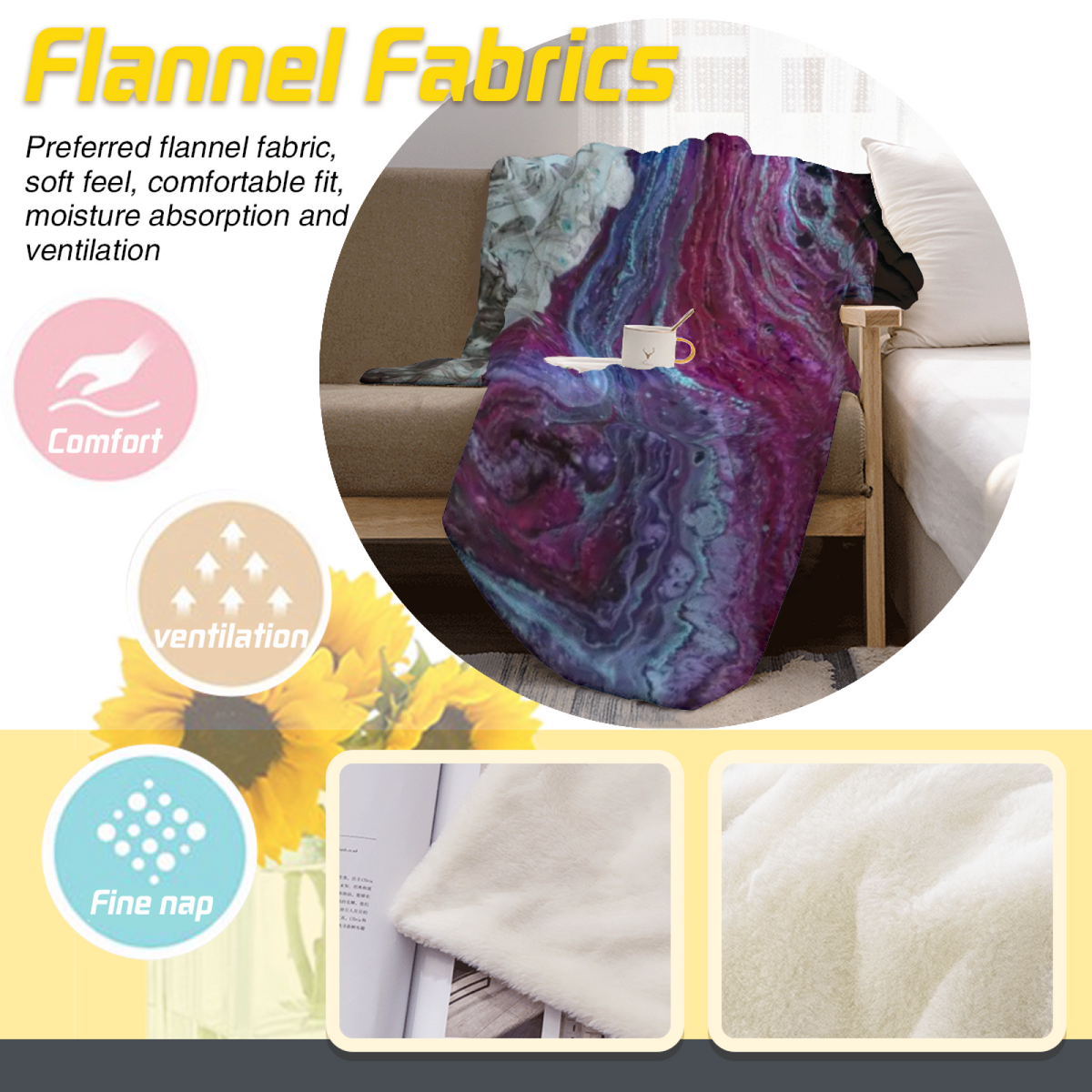 Earthy Neutral Cosmic Rhapsody Lightweight Flannel Throw ¨C Contemporary Pattern