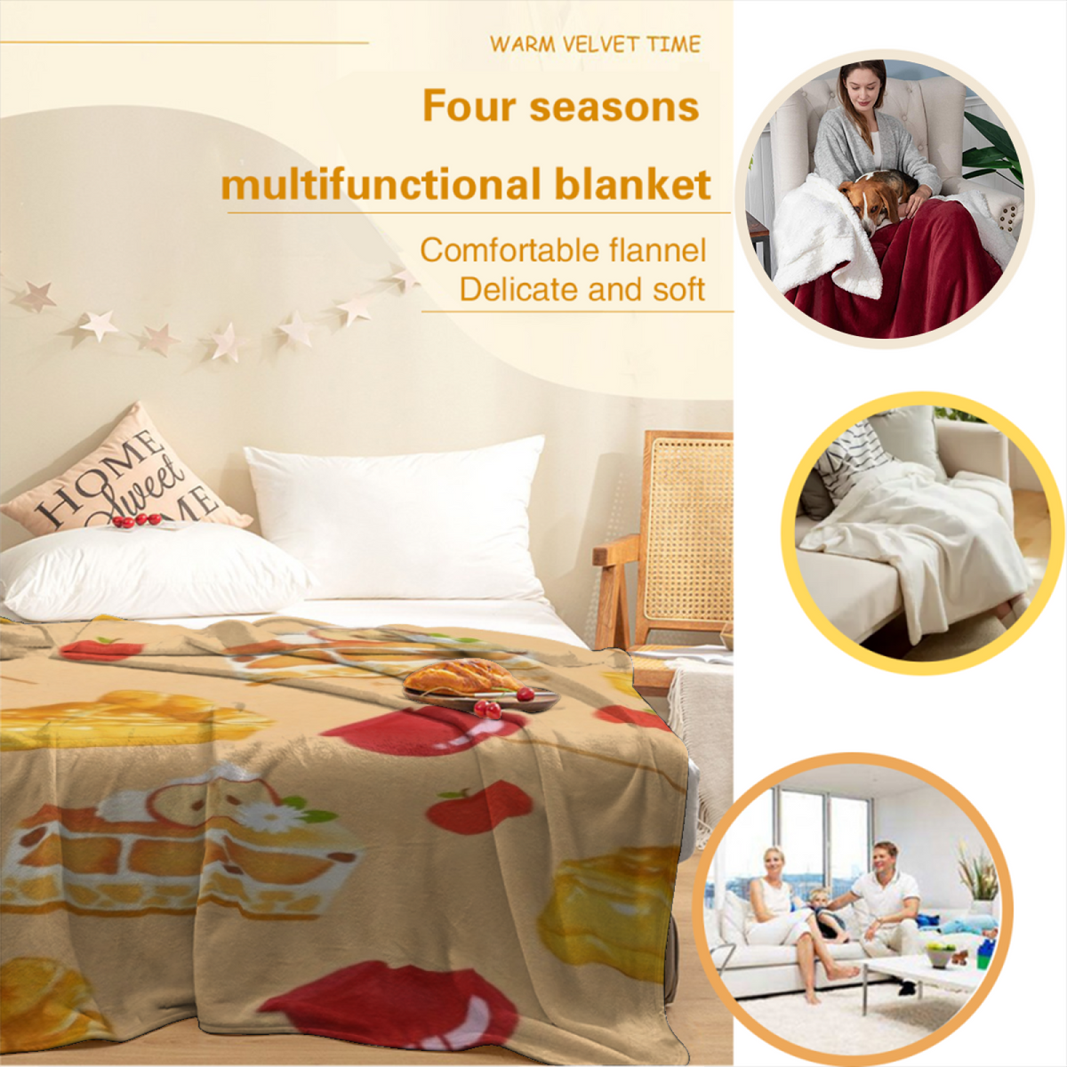 Moonlit Mosaic Bohemian Pattern Lightweight Flannel Throw