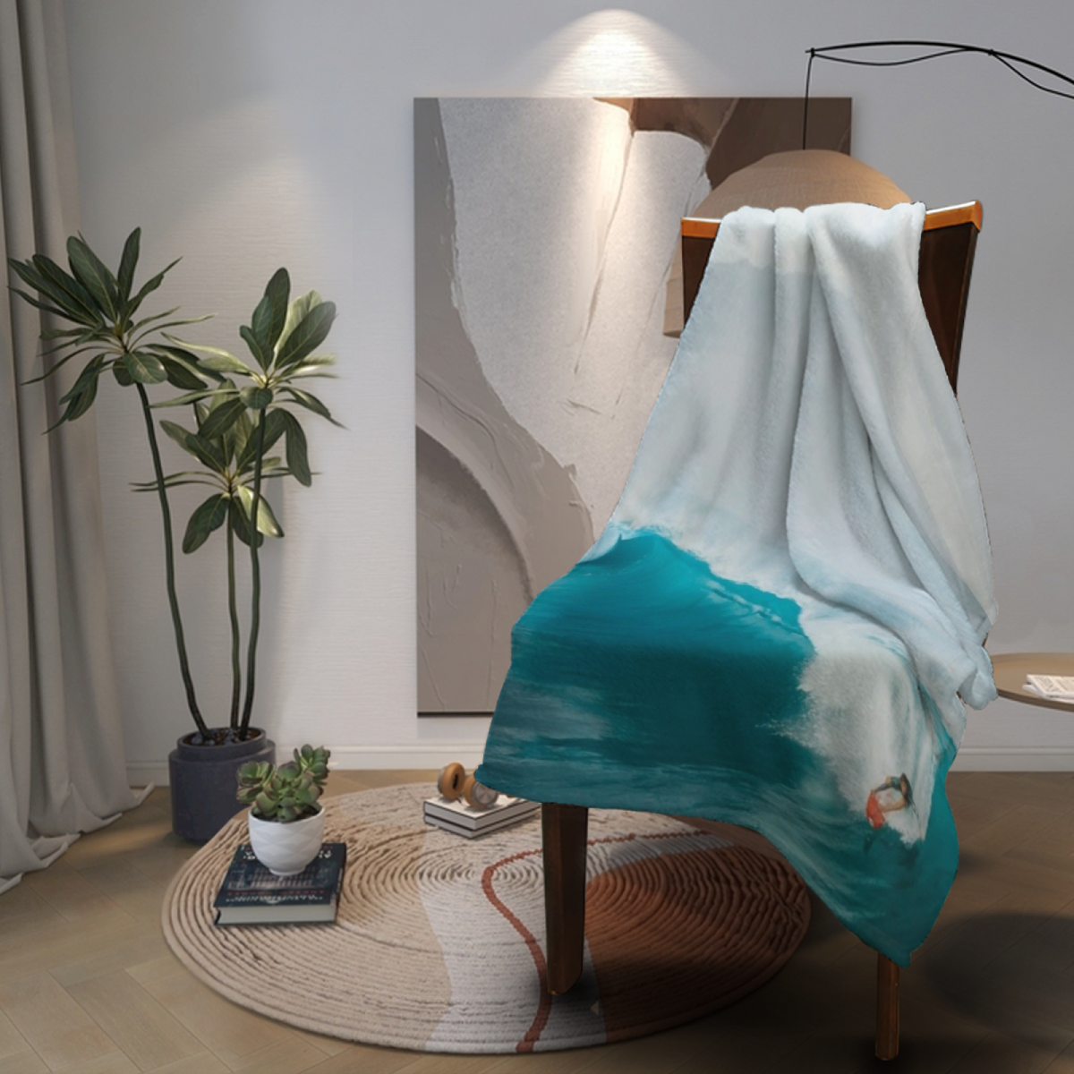 Ember Rhythm Soft Neutral Art Soft Flannel Blanket