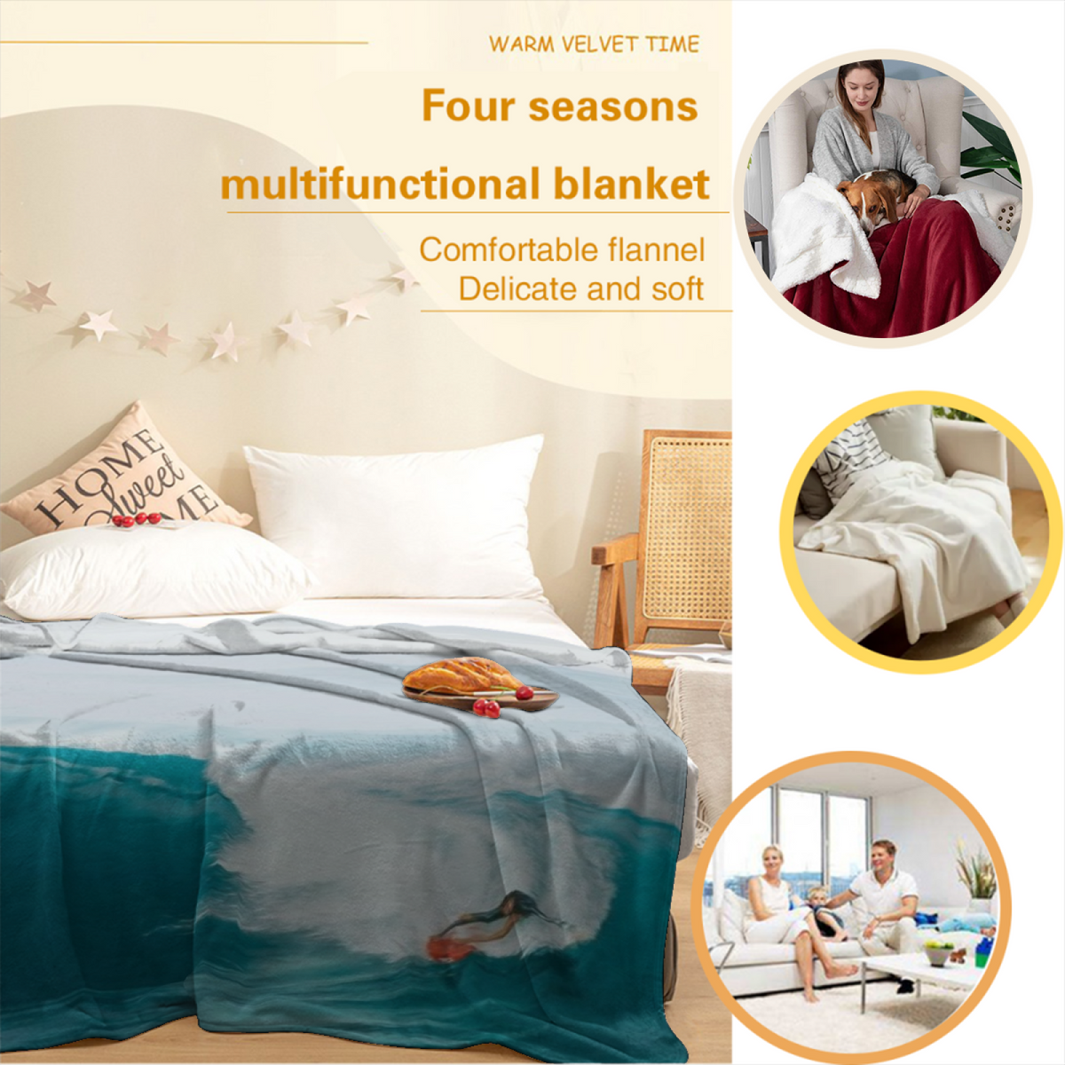 Ember Rhythm Soft Neutral Art Soft Flannel Blanket