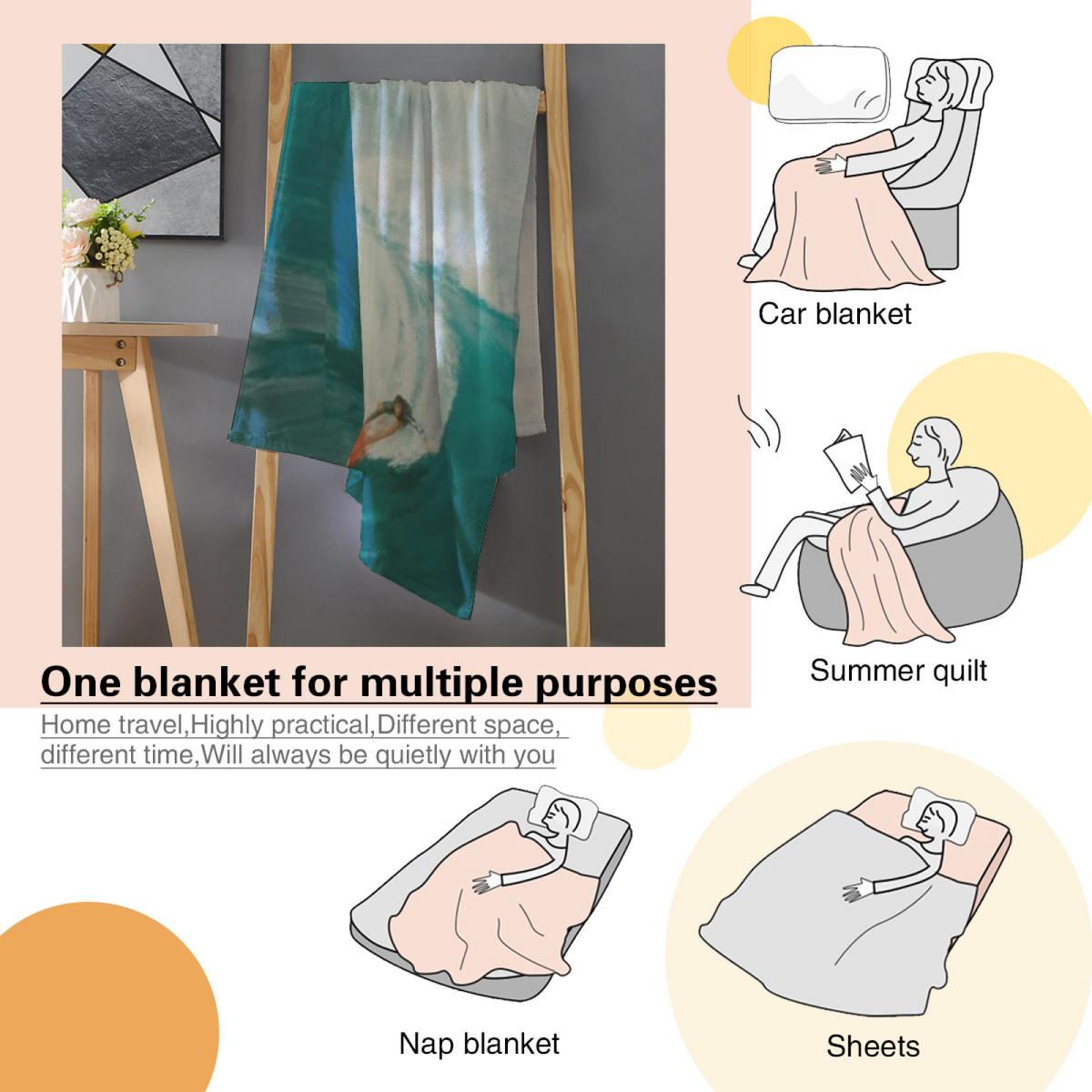 Ember Rhythm Soft Neutral Art Soft Flannel Blanket
