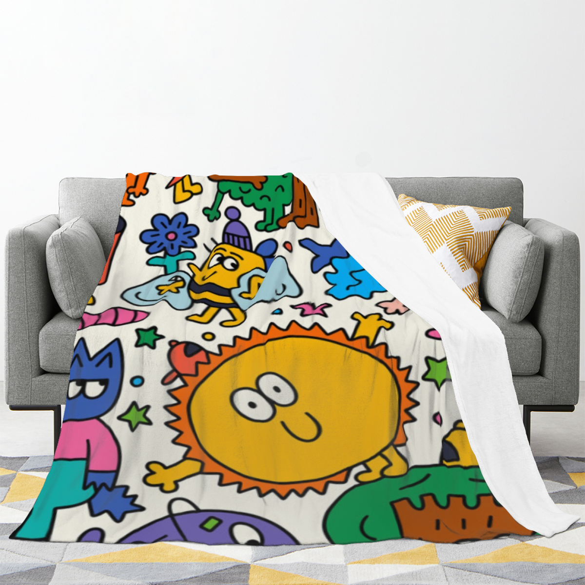 Alpine Fern Rich Multicolor Art Flannel Throw Blanket