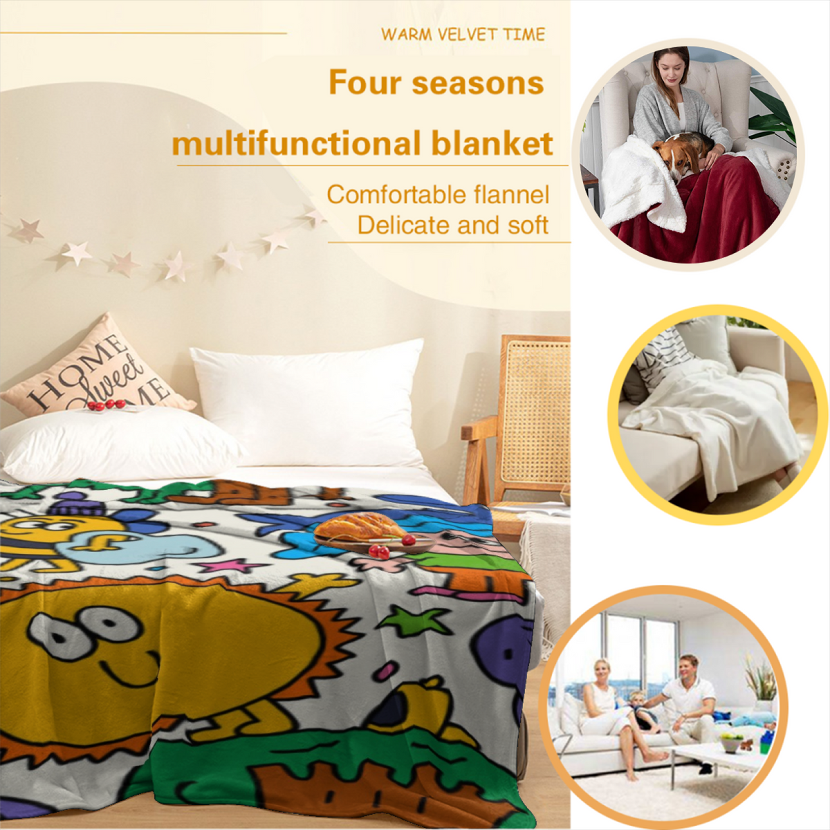 Alpine Fern Rich Multicolor Art Flannel Throw Blanket