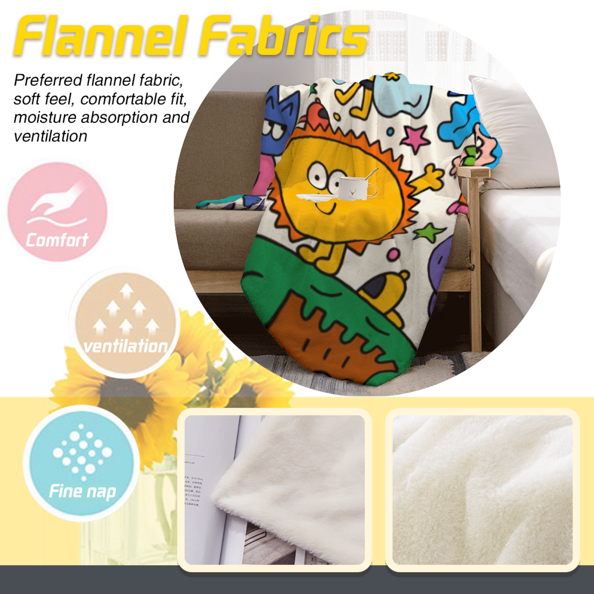 Alpine Fern Rich Multicolor Art Flannel Throw Blanket